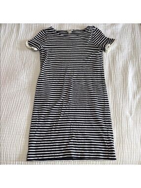 J. Crew Striped Navy and White Dress